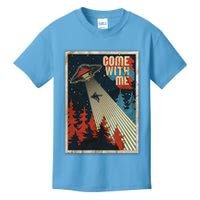 Vintage Retro Come With Me UFO Poster Kids T-Shirt