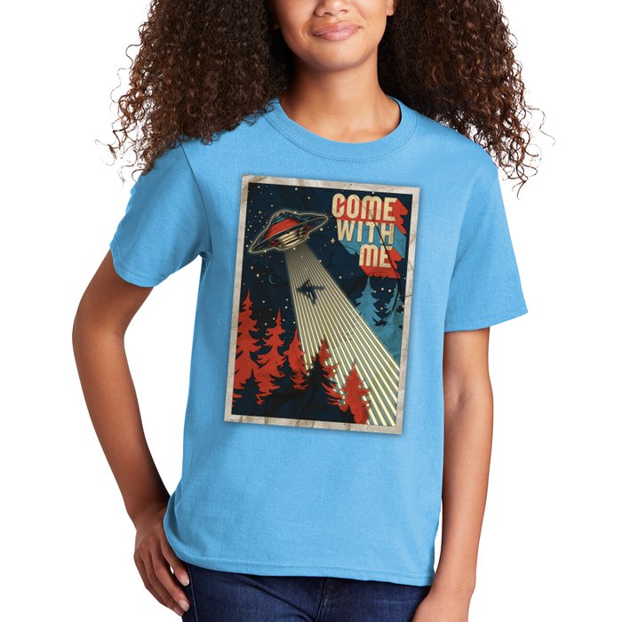 Vintage Retro Come With Me UFO Poster Kids T-Shirt
