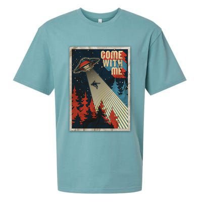 Vintage Retro Come With Me UFO Poster Sueded Cloud Jersey T-Shirt