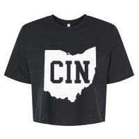 Vintage Retro CIN Cincinnati Ohio Travel Style Bella+Canvas Jersey Crop Tee