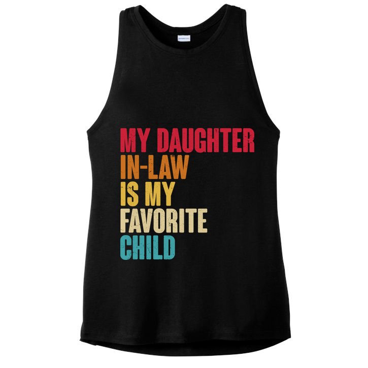 Vintage Retro Colors My Daughter In Law Is My Favorite Child Ladies PosiCharge Tri-Blend Wicking Tank