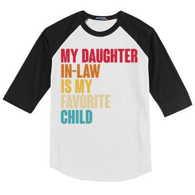 Vintage Retro Colors My Daughter In Law Is My Favorite Child Kids Colorblock Raglan Jersey