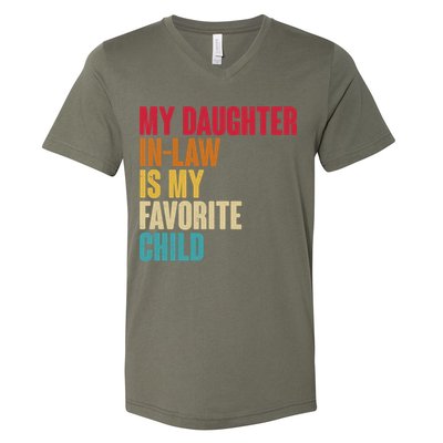 Vintage Retro Colors My Daughter In Law Is My Favorite Child V-Neck T-Shirt