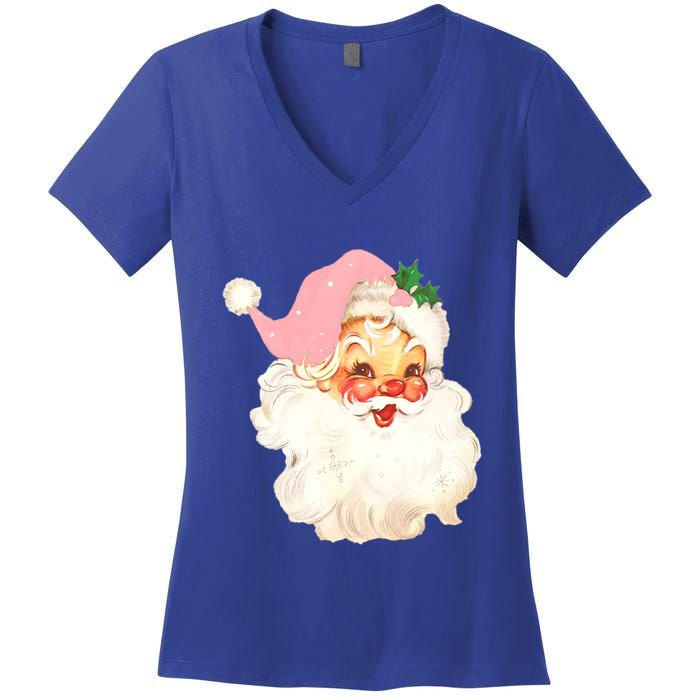 Vintage Retro Christmas Santa Claus Gift Gift Women's V-Neck T-Shirt