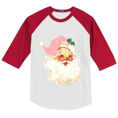 Vintage Retro Christmas Santa Claus Gift Gift Kids Colorblock Raglan Jersey