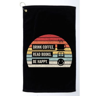 Vintage Retro Coffee Read Books Be Happy Great Gift Golf Towel