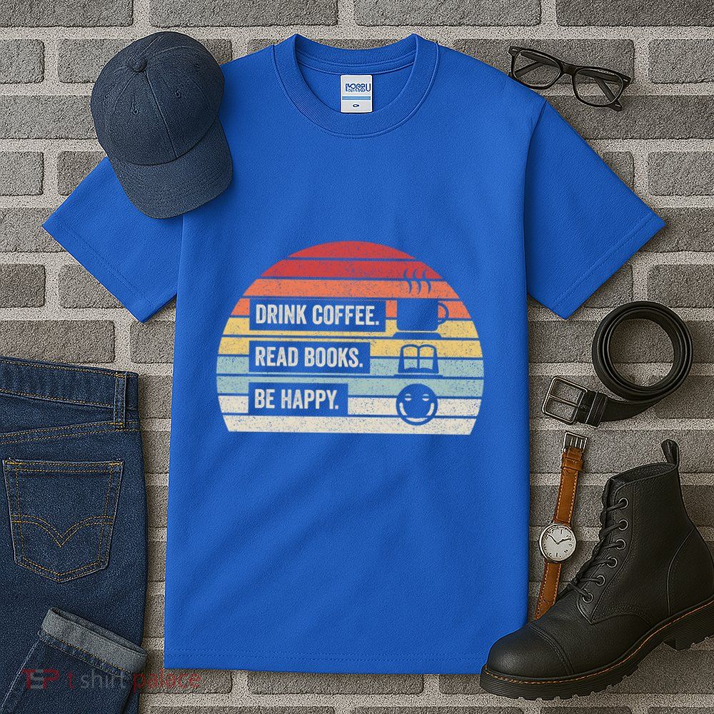 Vintage Retro Coffee Read Books Be Happy Great Gift Tall T-Shirt