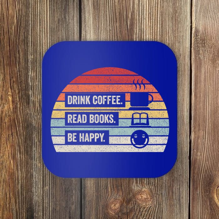 Vintage Retro Coffee Read Books Be Happy Great Gift Coaster