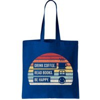 Vintage Retro Coffee Read Books Be Happy Great Gift Tote Bag