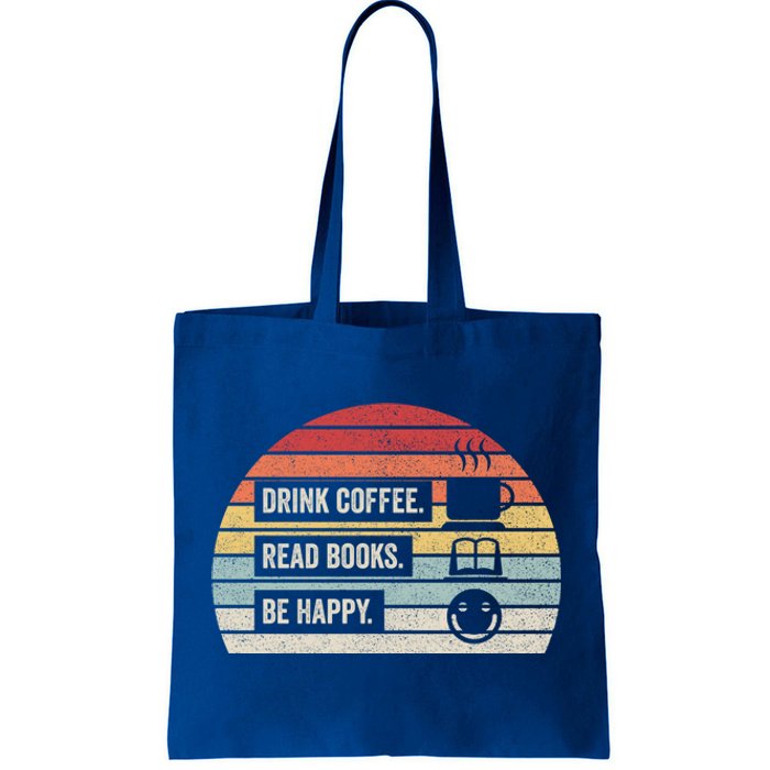 Vintage Retro Coffee Read Books Be Happy Great Gift Tote Bag