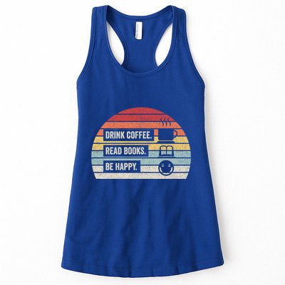 Vintage Retro Coffee Read Books Be Happy Great Gift Womens Tank Top