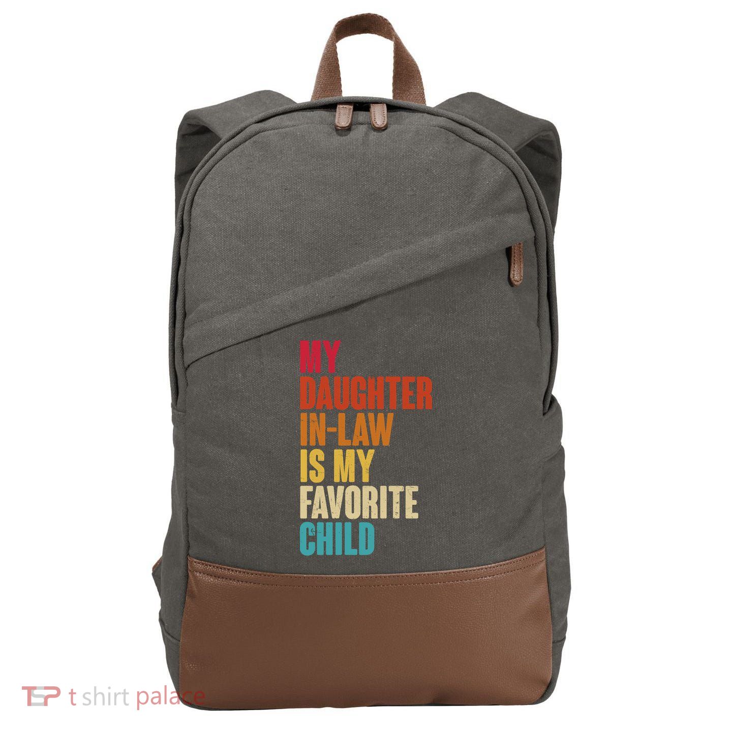 Vintage Retro Colors My Daughter In Law Is My Favorite Child Cotton Canvas Backpack