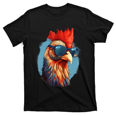 Vintage Rooster Chicken Sunglasses T-Shirt