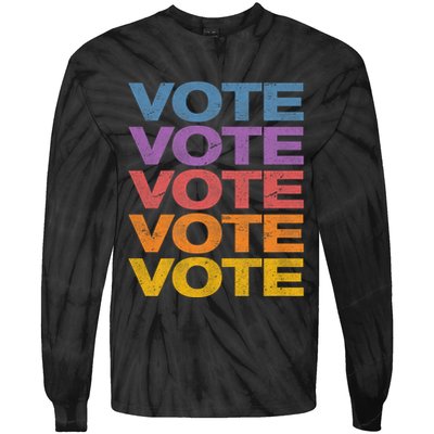 Vintage Retro Colors Vote Tie-Dye Long Sleeve Shirt