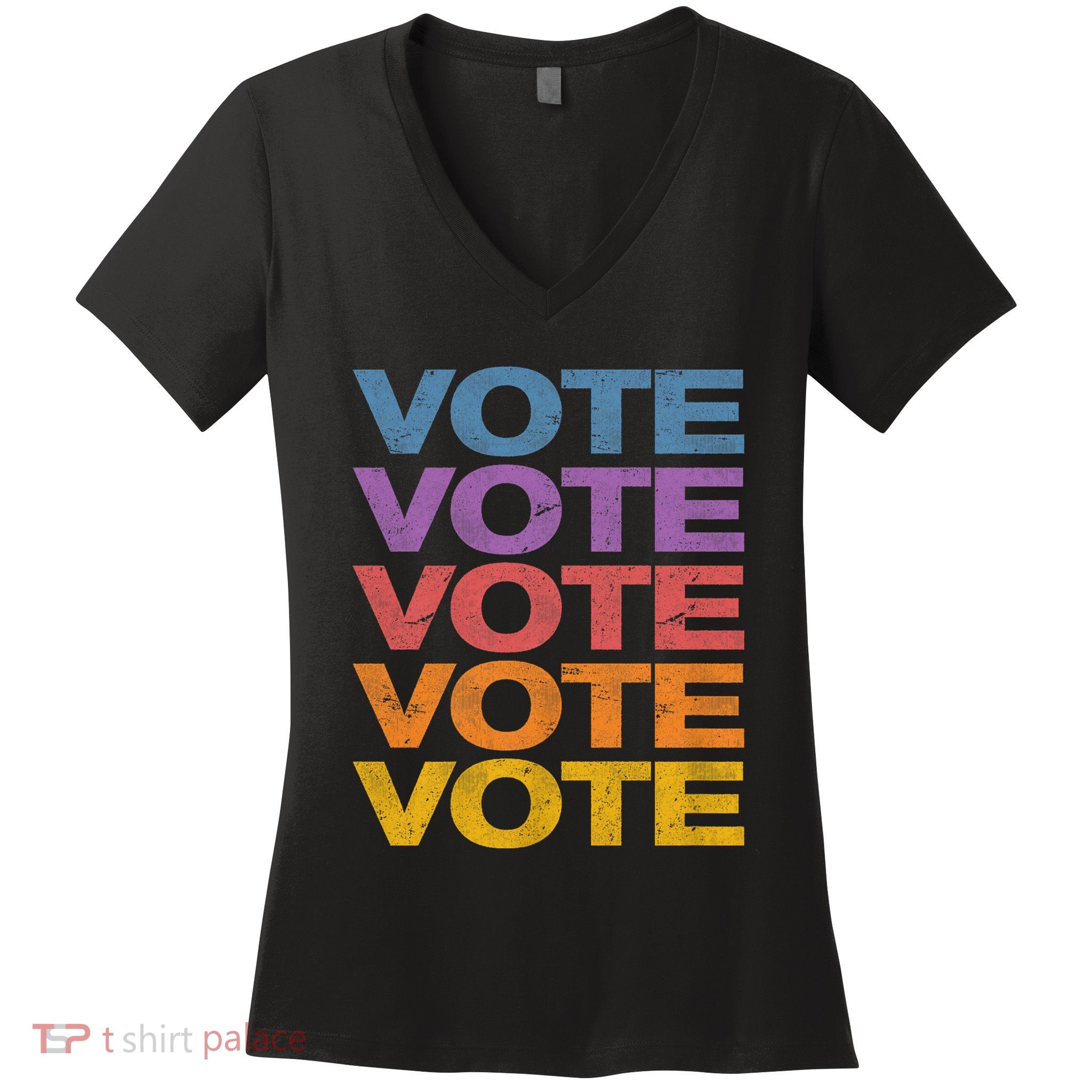 Vintage Retro Colors Vote Women's V-Neck T-Shirt