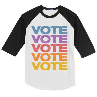 Vintage Retro Colors Vote Kids Colorblock Raglan Jersey