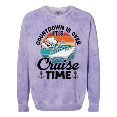 Vintage Retro Countdown Is Over Its Cruise Time Cool Gift Colorblast Crewneck Sweatshirt