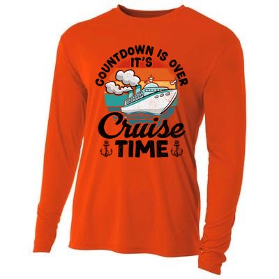 Vintage Retro Countdown Is Over Its Cruise Time Cool Gift Cooling Performance Long Sleeve Crew