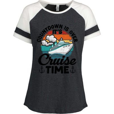 Vintage Retro Countdown Is Over Its Cruise Time Cool Gift Enza Ladies Jersey Colorblock Tee