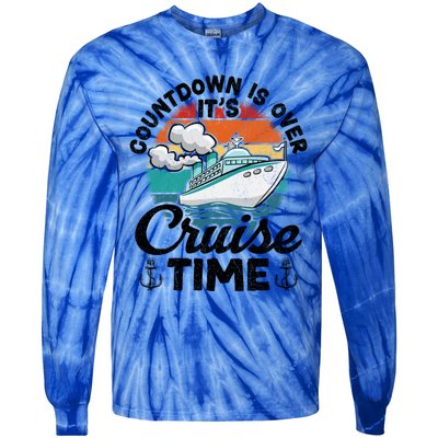 Vintage Retro Countdown Is Over Its Cruise Time Cool Gift Tie-Dye Long Sleeve Shirt