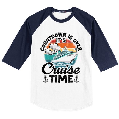 Vintage Retro Countdown Is Over Its Cruise Time Cool Gift Baseball Sleeve Shirt