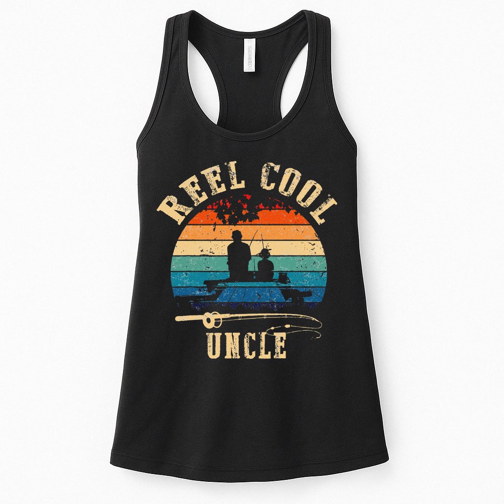 Vintage Reel Cool Uncle Fish Fishing Father's Day Womens Tank Top