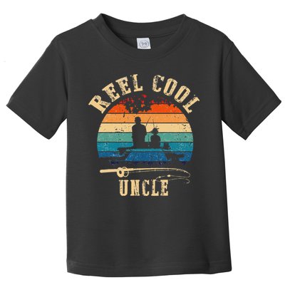 Vintage Reel Cool Uncle Fish Fishing Father's Day Toddler T-Shirt