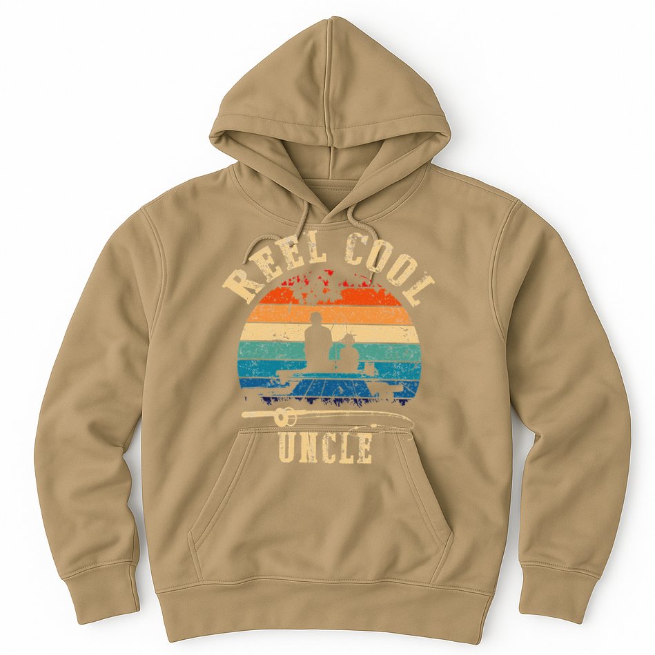 Vintage Reel Cool Uncle Fish Fishing Father's Day Hoodie
