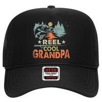 Vintage Reel Cool Grandpa Fishing Lover Gift For Dad High Crown Mesh Back Trucker Hat