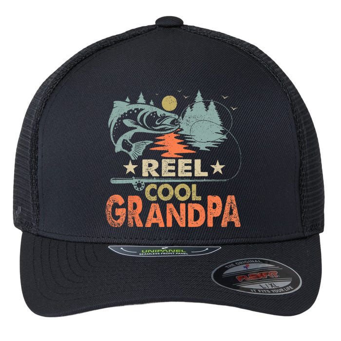 Vintage Reel Cool Grandpa Fishing Lover Gift For Dad Flexfit Unipanel Trucker Cap