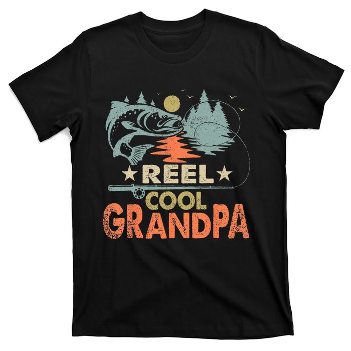 Vintage Reel Cool Grandpa Fishing Lover Gift For Dad T-Shirt