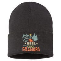 Vintage Reel Cool Grandpa Fishing Lover Gift For Dad Sustainable Knit Beanie