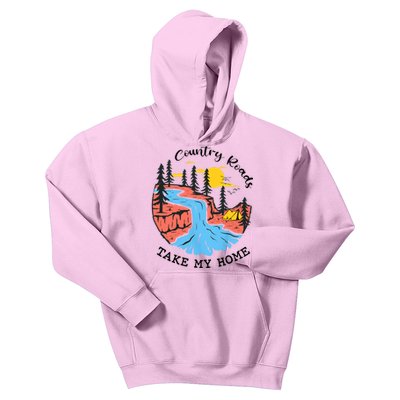 Vintage Retro Country Roads Take Me Home Outdoor Adventure Gift Kids Hoodie