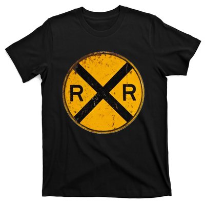 Vintage Railroad Crossing Sign Worker Engineer T-Shirt