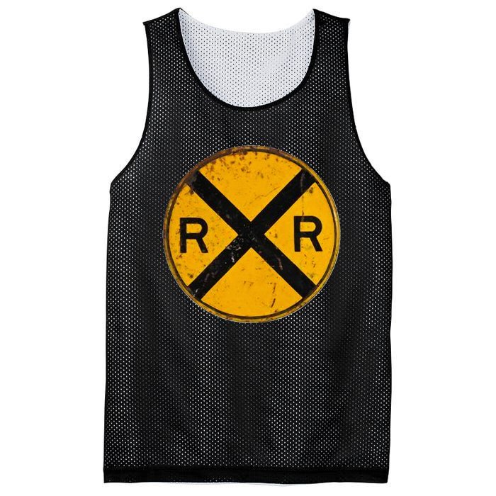 Vintage Railroad Crossing Sign Worker Engineer Mesh Reversible Basketball Jersey Tank