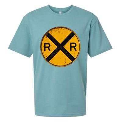 Vintage Railroad Crossing Sign Worker Engineer Sueded Cloud Jersey T-Shirt