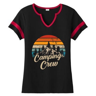 Vintage Retro Camping Crew Family Friends Matching Ladies Halftime Notch Neck Tee