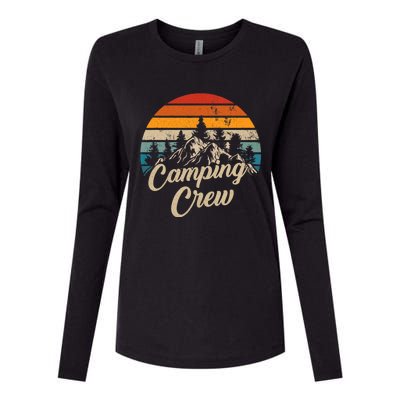 Vintage Retro Camping Crew Family Friends Matching Womens Cotton Relaxed Long Sleeve T-Shirt