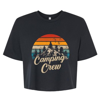 Vintage Retro Camping Crew Family Friends Matching Bella+Canvas Jersey Crop Tee