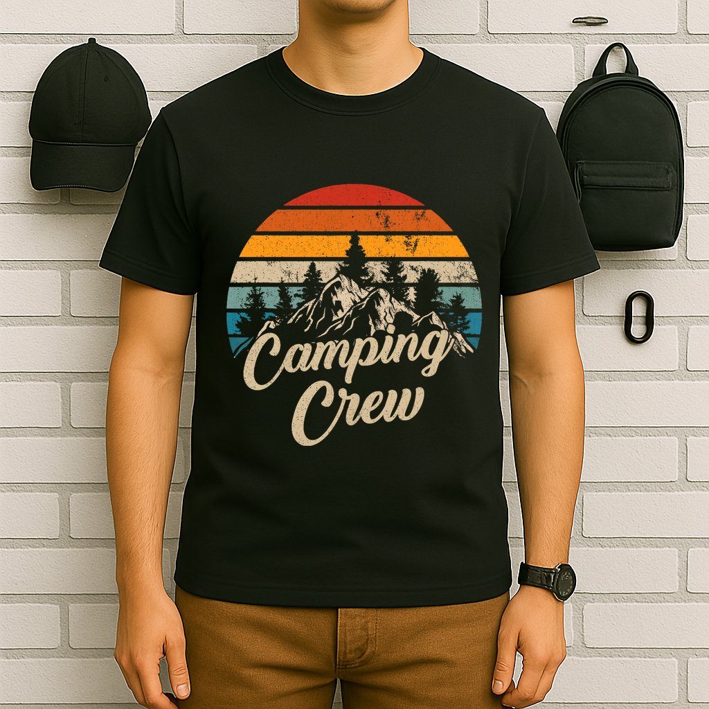 Vintage Retro Camping Crew Family Friends Matching T-Shirt