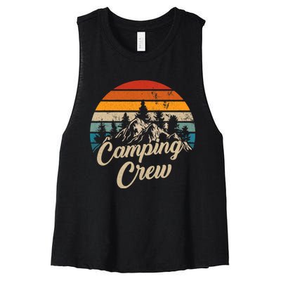 Vintage Retro Camping Crew Family Friends Matching Women's Racerback Cropped Tank