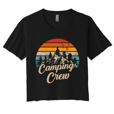 Vintage Retro Camping Crew Family Friends Matching Women's Crop Top Tee