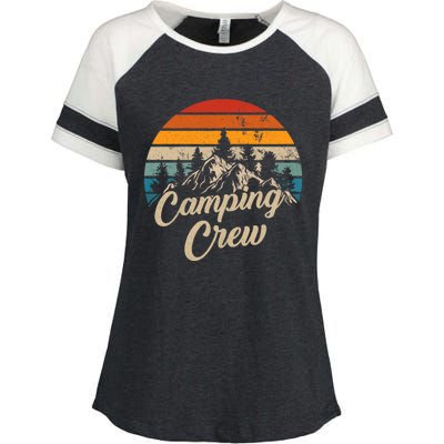 Vintage Retro Camping Crew Family Friends Matching Enza Ladies Jersey Colorblock Tee