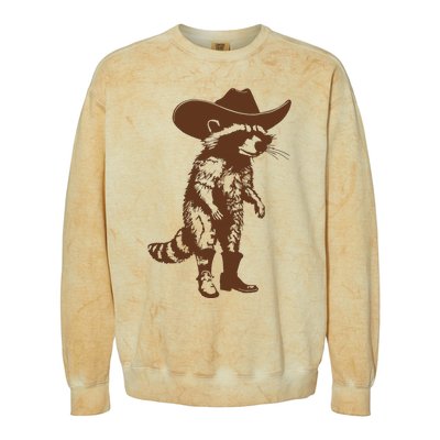 Vintage Raccoon Cowboy Cowgirl Trash Panda Western Country Colorblast Crewneck Sweatshirt