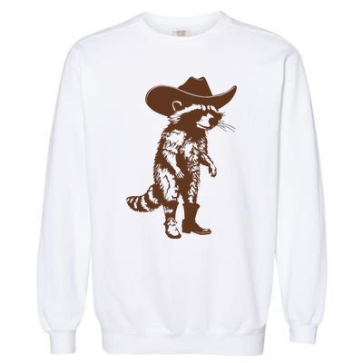 Vintage Raccoon Cowboy Cowgirl Trash Panda Western Country Garment-Dyed Sweatshirt