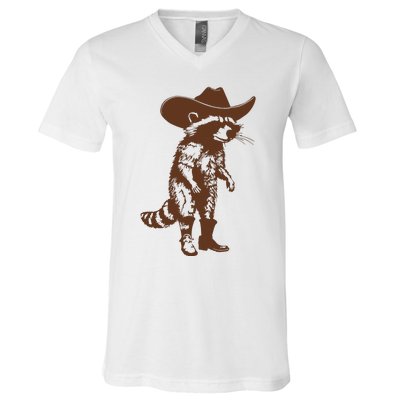 Vintage Raccoon Cowboy Cowgirl Trash Panda Western Country V-Neck T-Shirt