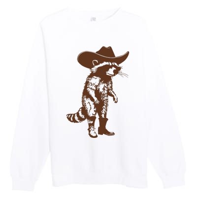 Vintage Raccoon Cowboy Cowgirl Trash Panda Western Country Premium Crewneck Sweatshirt