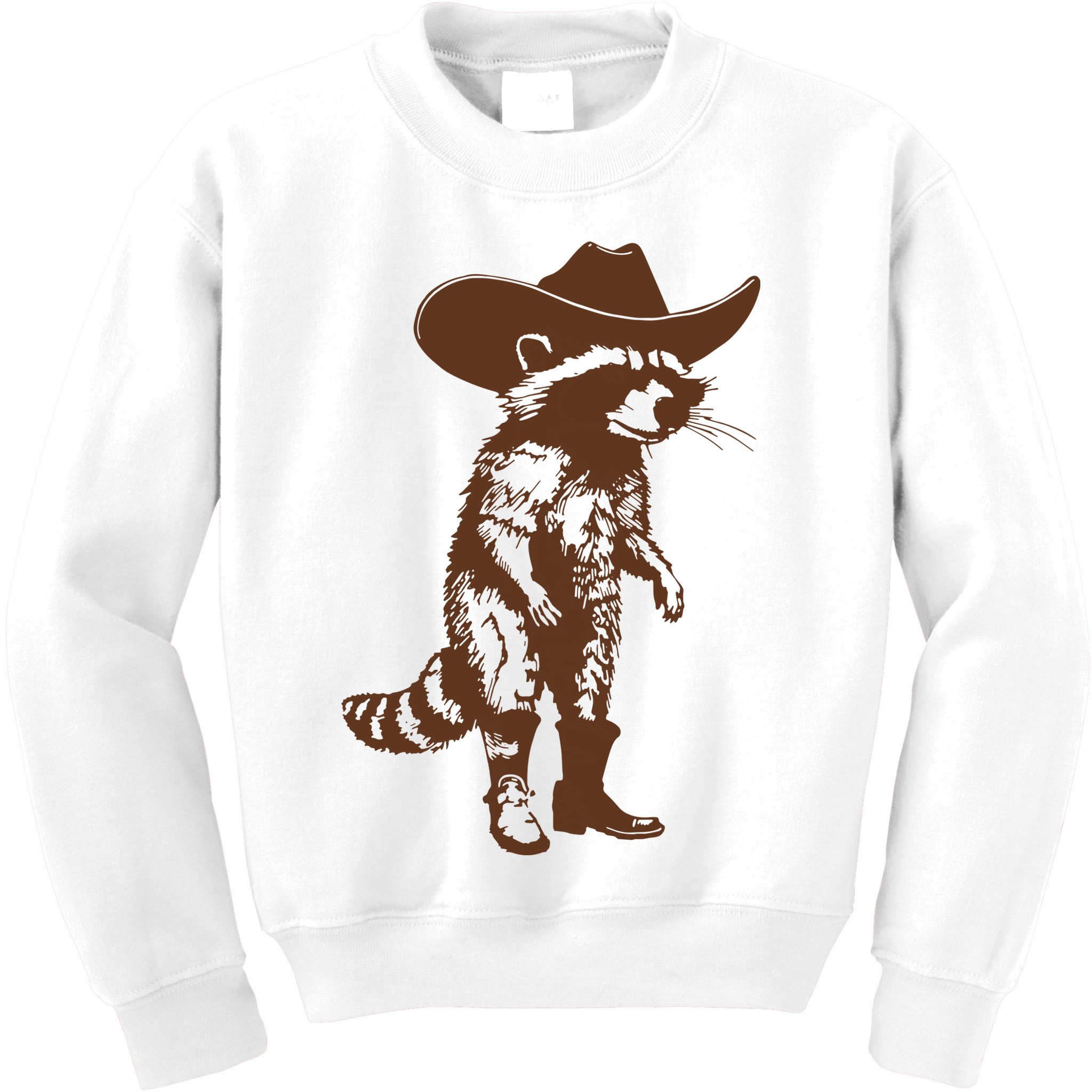 Vintage Raccoon Cowboy Cowgirl Trash Panda Western Country Kids Sweatshirt