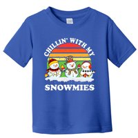 Vintage Retro Chillin' With My Snowmies Funny Xmas Gift Toddler T-Shirt