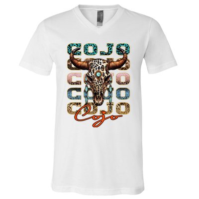 Vintage Rodeo Cojo Western Deserts Bullskull Cowhide Cojo V-Neck T-Shirt